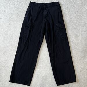 RSQ Cargo Pants Women's 29 X 30 Black Pockets Flat Front Straight Leg Zip Jeans